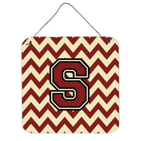 Carolines Treasures Letter S Chevron Maroon and Gold Wall or Door Hanging Prints CJ1061-SDS66